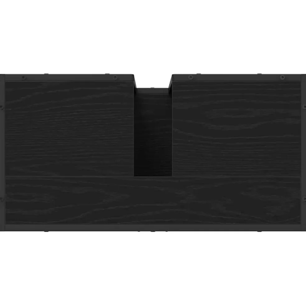 vidaXL Badkamer wastafelkast Zwart Eiken 65 x 33 x 60 cm Bewerkt hout