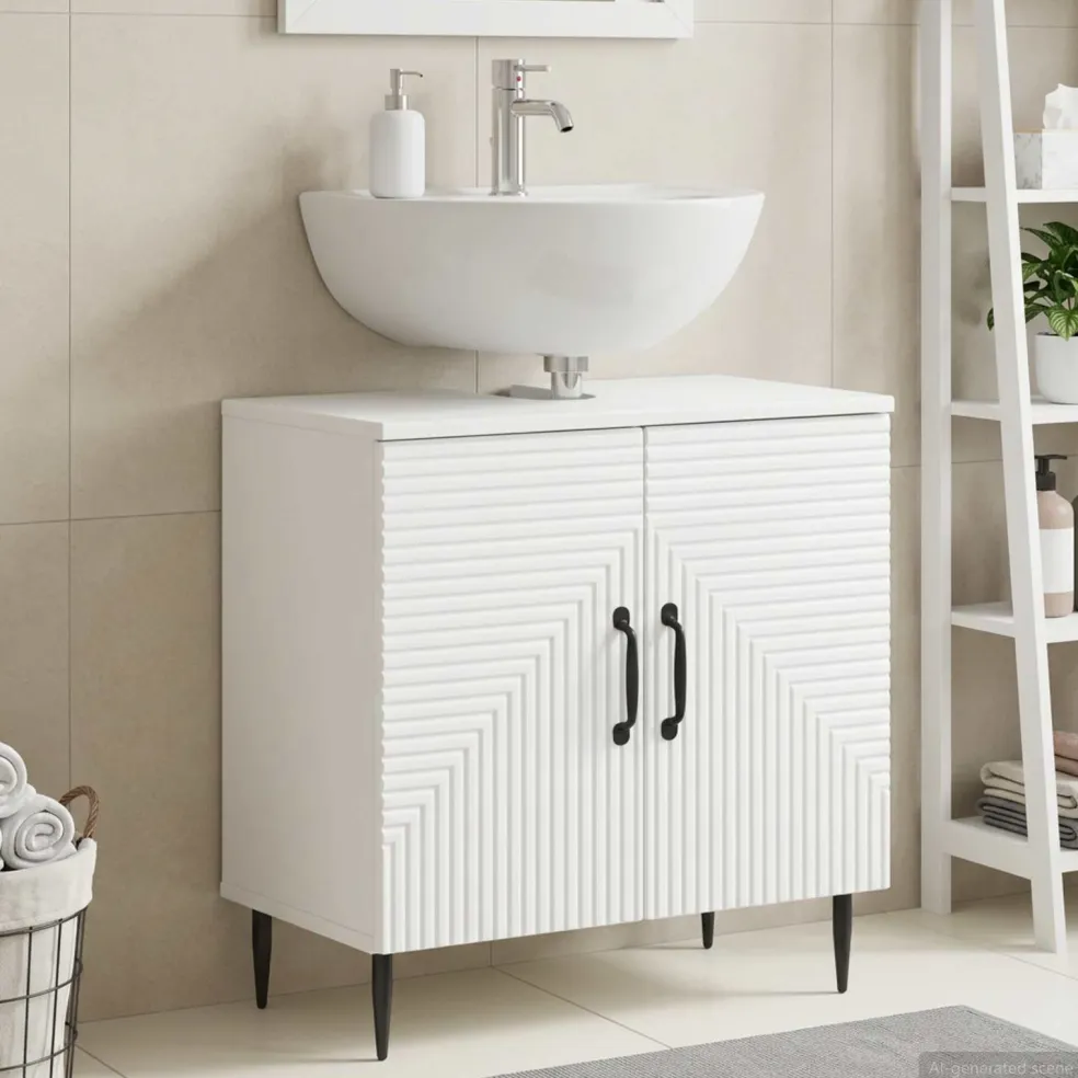 vidaXL Badkamer wastafelkast HAARLEM Wit 59,5 x 31,5 x 59 cm