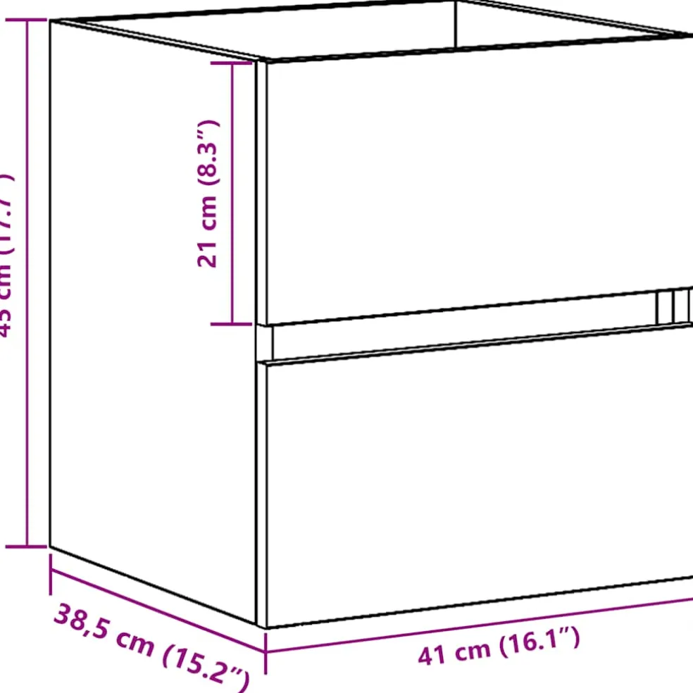 vidaXL Badkamerwastafelkast Zwart Eiken 41x38,5x45 cm Bewerkt Hout