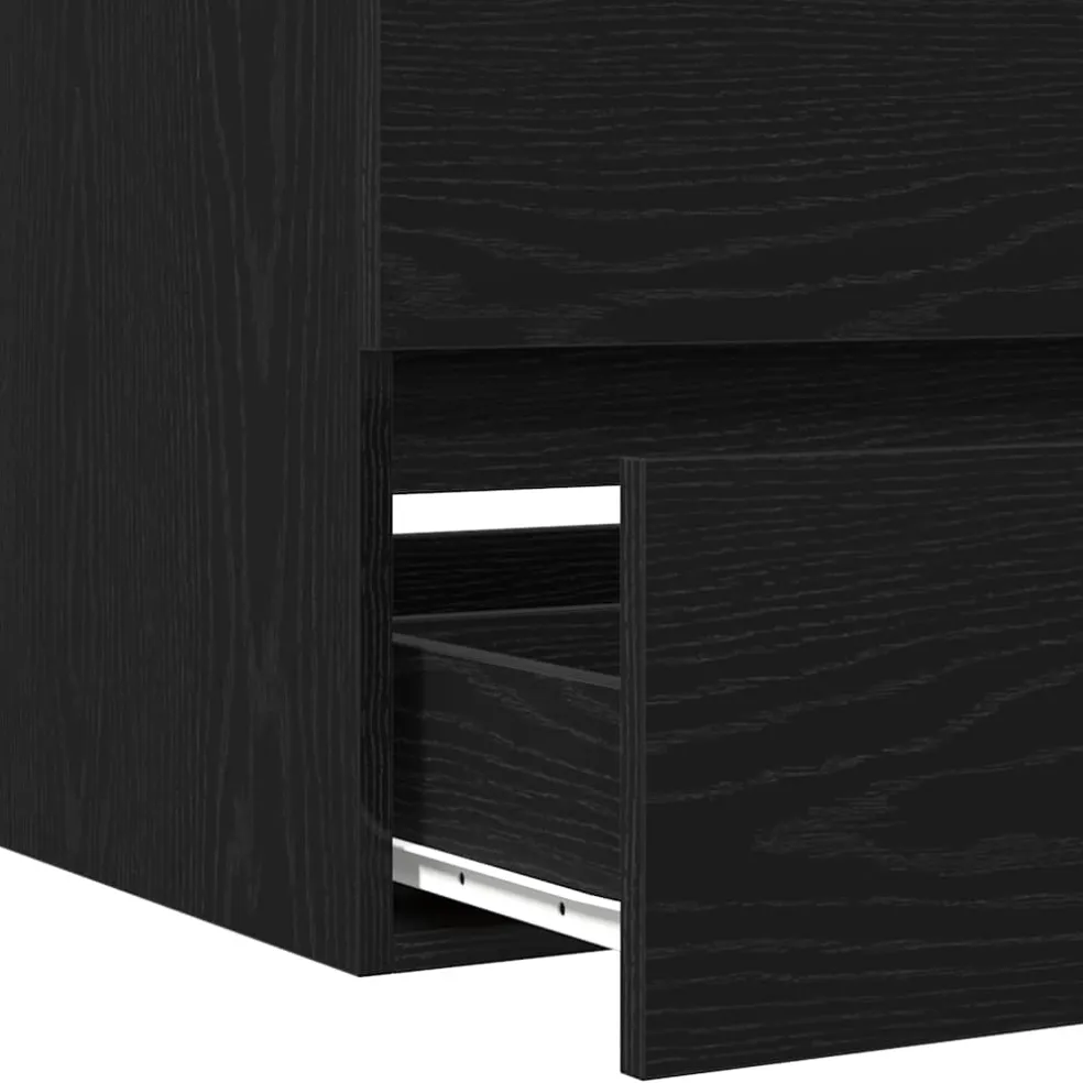 vidaXL Badkamerwastafelkast Zwart Eiken 41x38,5x45 cm Bewerkt Hout