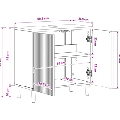 vidaXL Badkamer wastafelkast ARNHEM Wit 59,5 x 31,5 x 59 cm