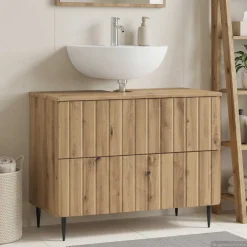 vidaXL Badkamer wastafelkast UTRECHT Artisanaal eiken 82 x 41 x 56 cm