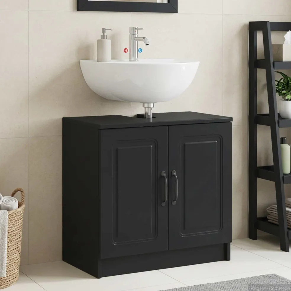vidaXL Badkamer wastafelkast UTRECHT Zwart 59,5 x 31,5 x 59 cm