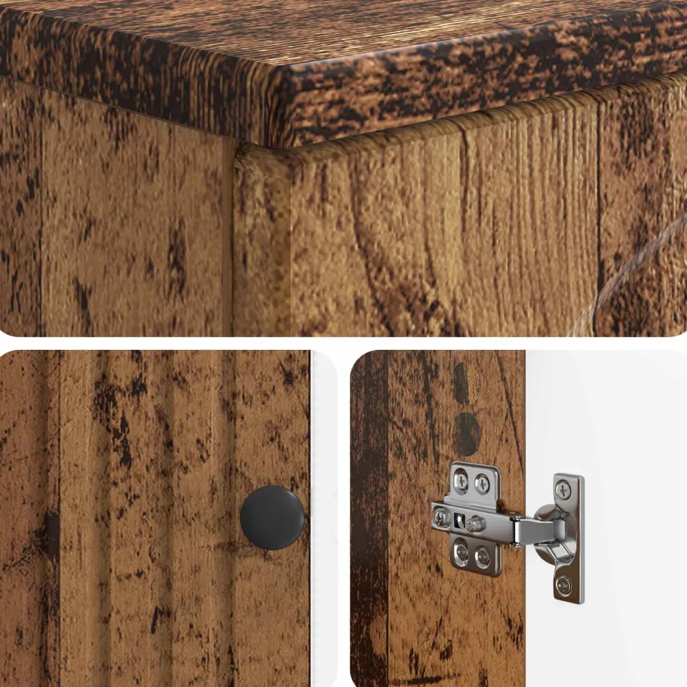 vidaXL Badkamer wastafelkast ALKMAAR Oud hout 59,5 x 31,5 x 59 cm