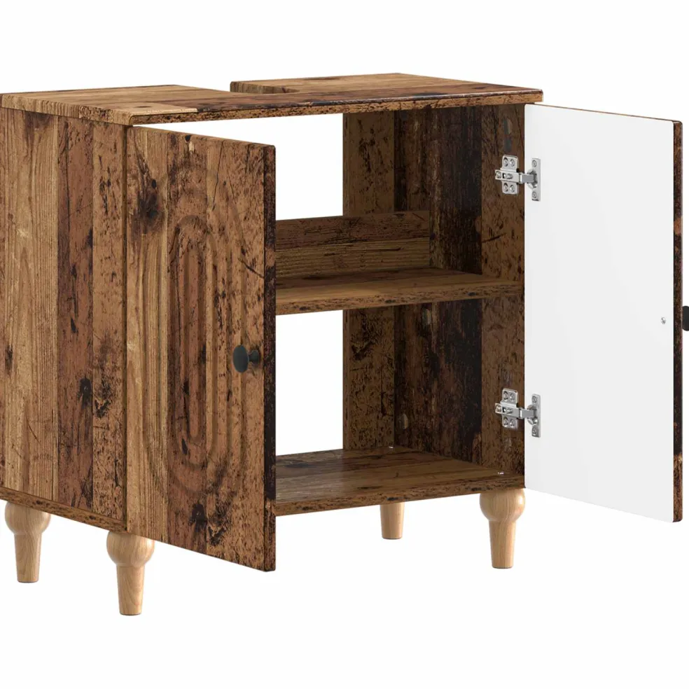 vidaXL Badkamer wastafelkast ALKMAAR Oud hout 59,5 x 31,5 x 59 cm