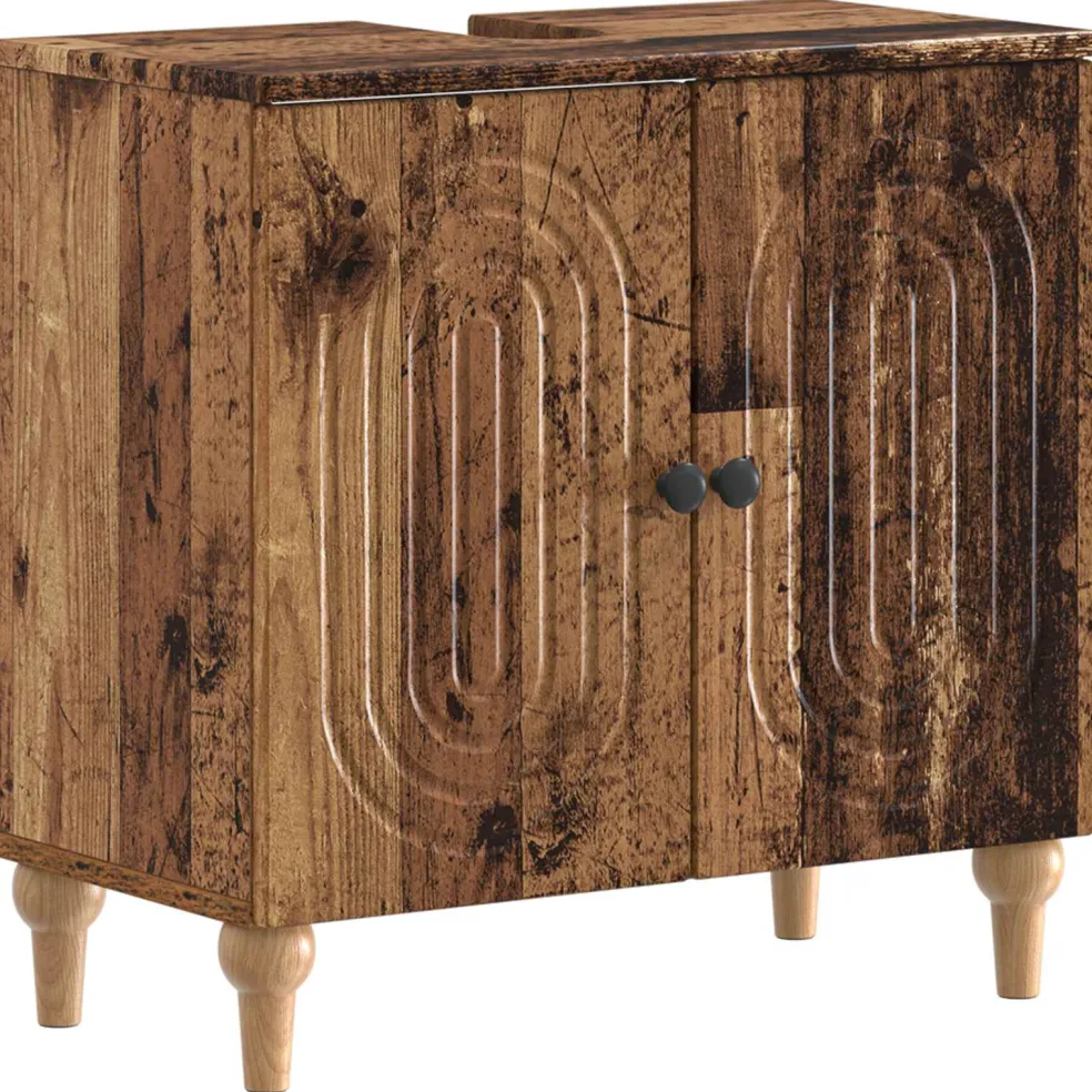 vidaXL Badkamer wastafelkast ALKMAAR Oud hout 59,5 x 31,5 x 59 cm
