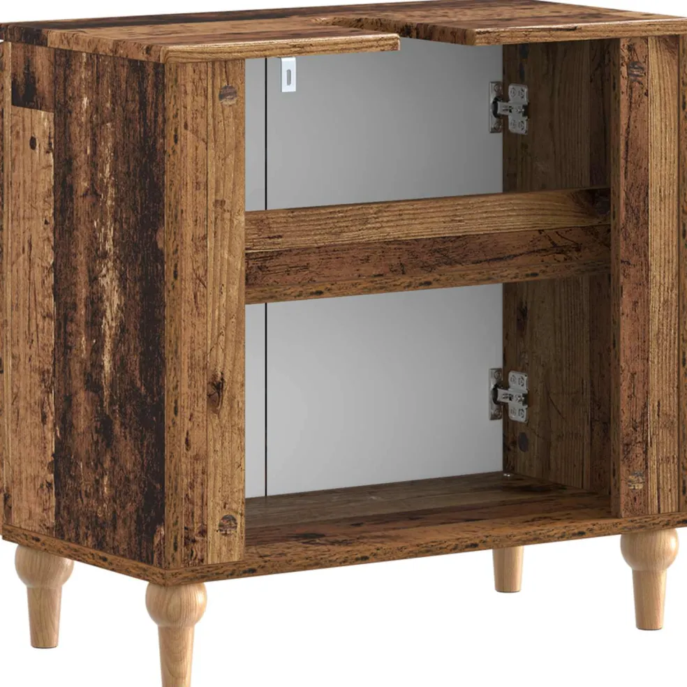 vidaXL Badkamer wastafelkast ALKMAAR Oud hout 59,5 x 31,5 x 59 cm