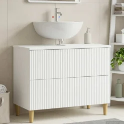 vidaXL Badkamer wastafelkast ARNHEM Wit 82 x 41 x 59 cm Bewerkt hout