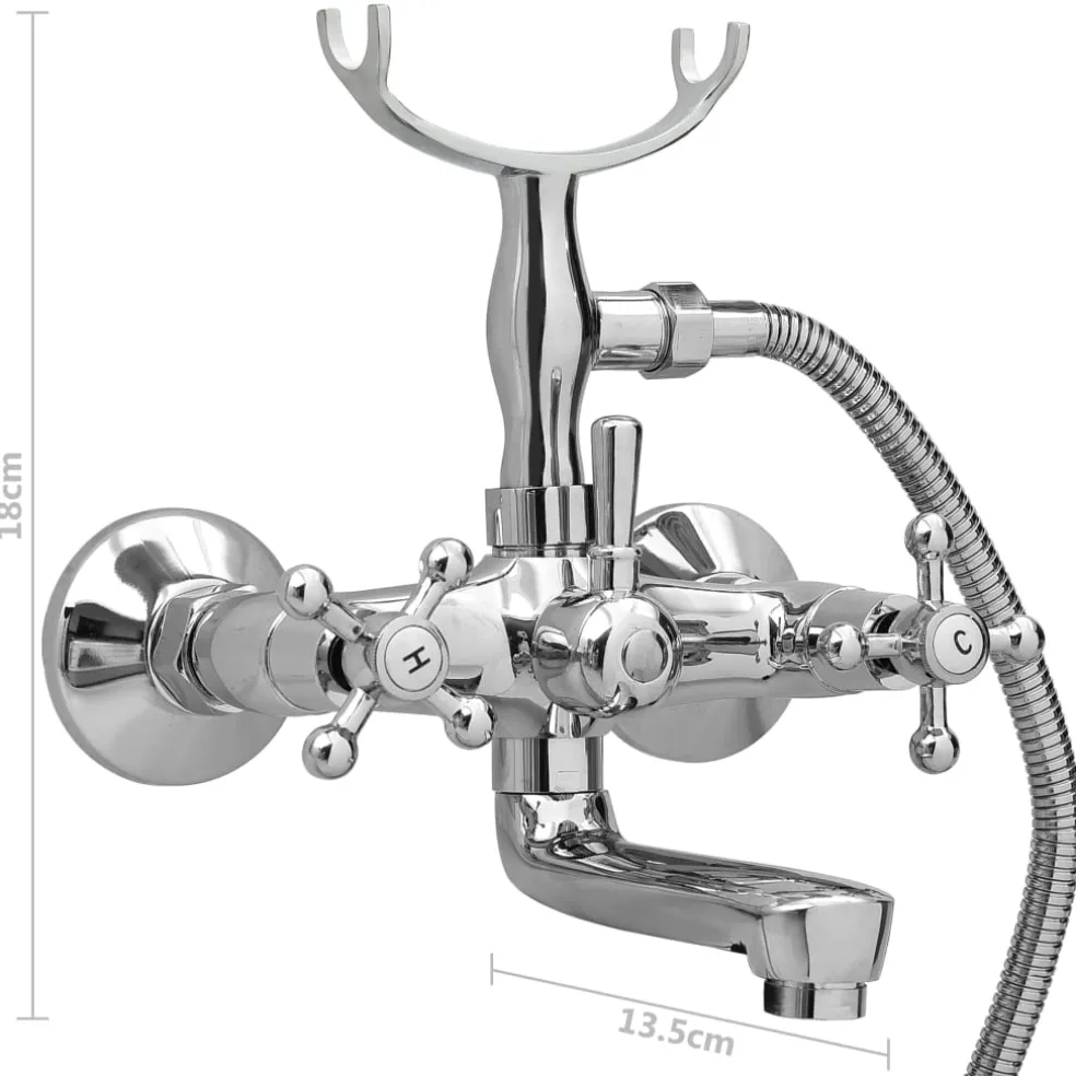 vidaXL Badkraan tweeknops en handdouche chroom