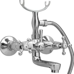 vidaXL Badkraan tweeknops en handdouche chroom