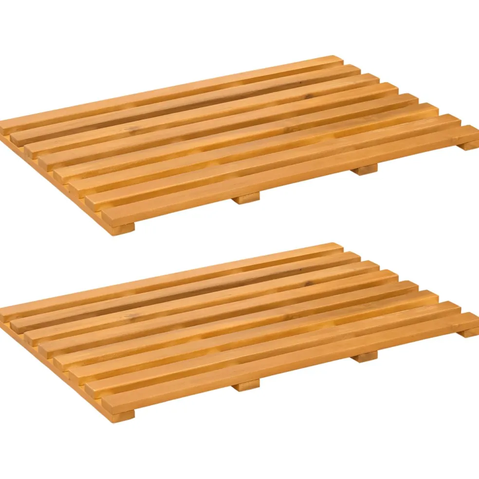 vidaXL Badmat 2 st Naturel 56 x 37 cm Massief Acaciahout