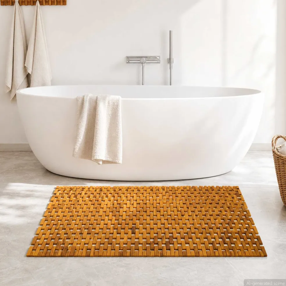 vidaXL Badmatten Naturel 95 x 140 cm Massief Acaciahout