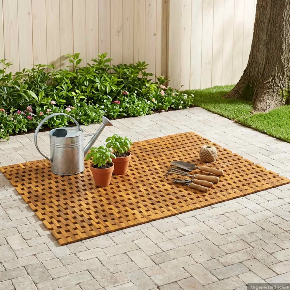 vidaXL Badmatten Naturel 105 x 160 cm Massief Acaciahout