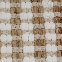 vidaXL Badmattenset handgeweven jute en stof naturel en wit