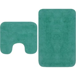 vidaXL Badmattenset stof turquoise 2-delig