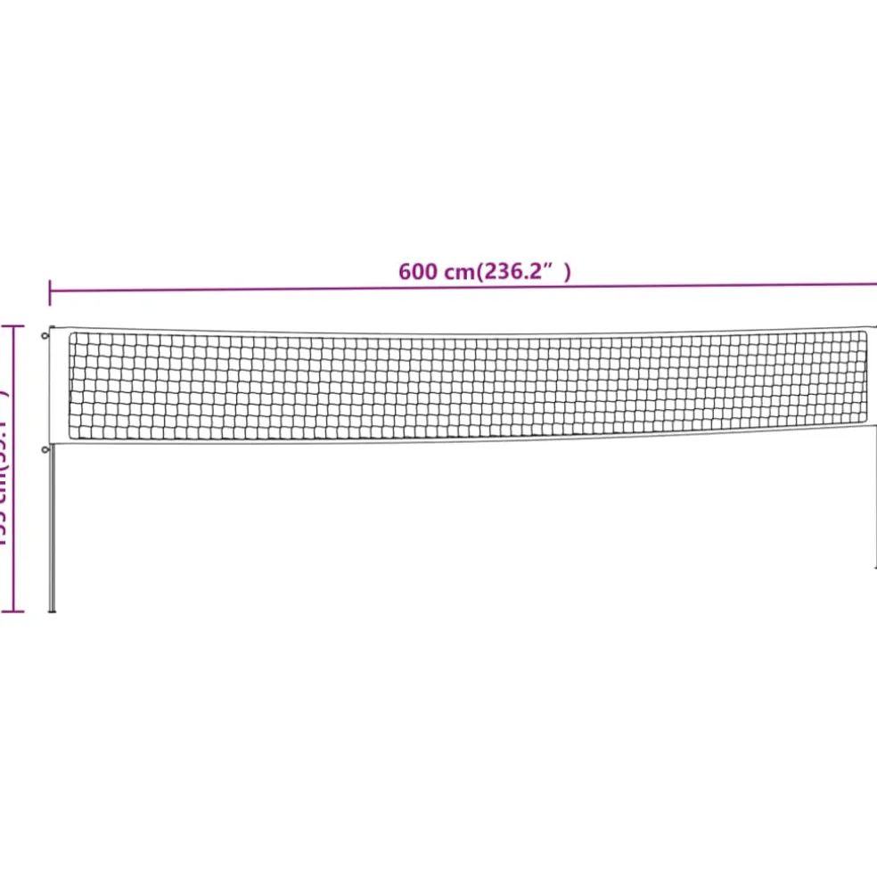vidaXL Badmintonnet 600x155 cm PE-stof geel en zwart