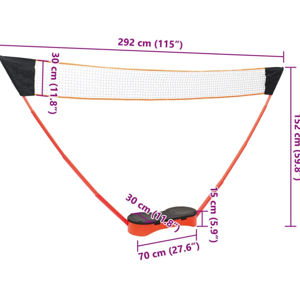 vidaXL Badmintonset met 2 rackets, net en opbergkoffer 292x30x152 cm
