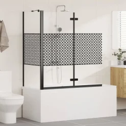 vidaXL Badomheining Zwart 120 x 67 x 129 cm Gelaagd Glas en Aluminium