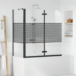 vidaXL Badomheining Zwart 120 x 67 x 129 cm Gelaagd Glas en Aluminium