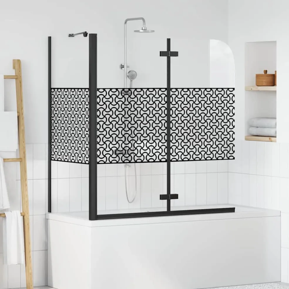 vidaXL Badomheining Zwart 120 x 67 x 129 cm Gelaagd Glas en Aluminium