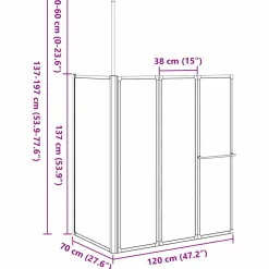 vidaXL Bad Scheidingswand Mat 120 x 70 x 137 cm Aluminium