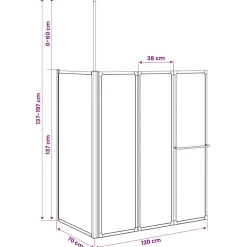 vidaXL Badwand L-vormig 4 panelen inklapbaar 70x120x137 cm
