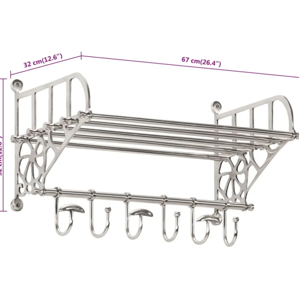 vidaXL Bagagerek met kleerhangers wandmontage aluminium