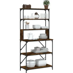 vidaXL Bakkersrek 6-laags 90x40x180 cm bewerkt hout gerookt eikenkleur