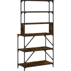 vidaXL Bakkersrek 6-laags 90x40x180 cm bewerkt hout gerookt eikenkleur