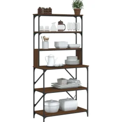 vidaXL Bakkersrek 6-laags 90x40x180 cm bewerkt hout bruin eikenkleur