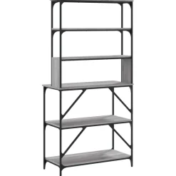 vidaXL Bakkersrek 6-laags 90x40x180 cm bewerkt hout grijs sonoma eiken
