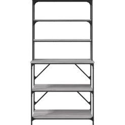 vidaXL Bakkersrek 6-laags 90x40x180 cm bewerkt hout grijs sonoma eiken