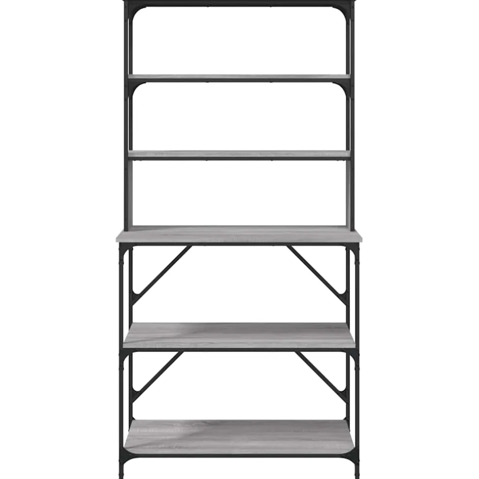 vidaXL Bakkersrek 6-laags 90x40x180 cm bewerkt hout grijs sonoma eiken