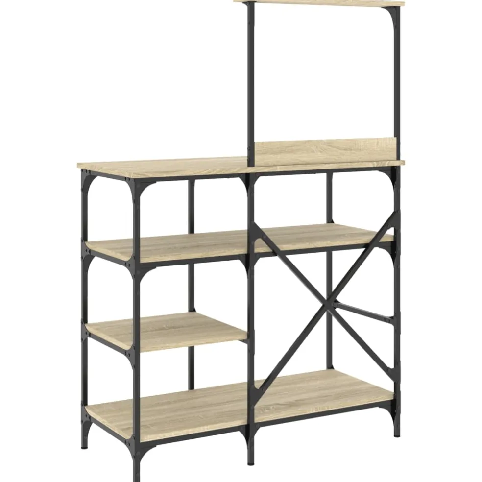 vidaXL Bakkersrek 90x40x132 cm bewerkt hout en metaal sonoma eiken