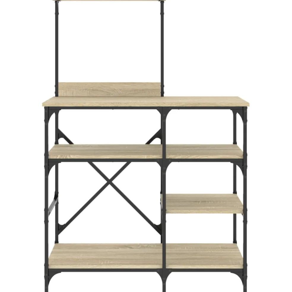 vidaXL Bakkersrek 90x40x132 cm bewerkt hout en metaal sonoma eiken