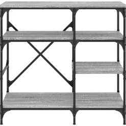 vidaXL Bakkersrek 90x40x84 cm bewerkt hout en metaal grijs sonoma