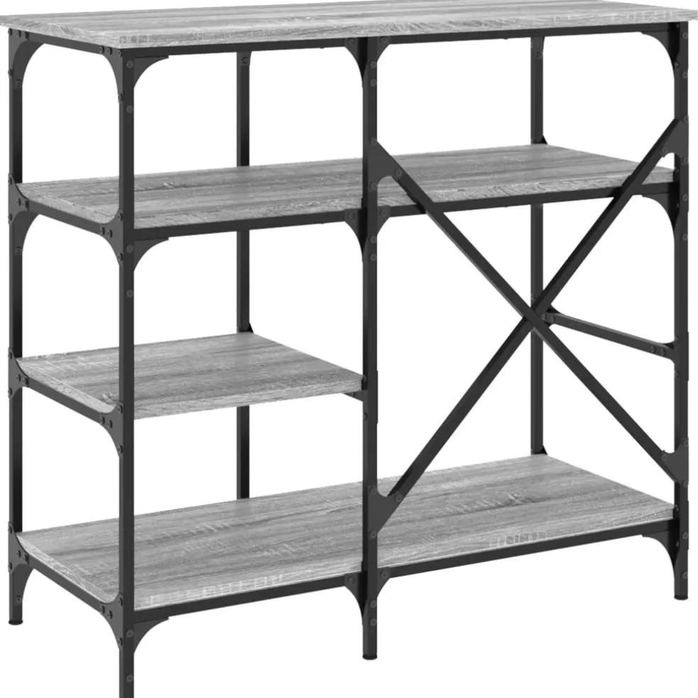 vidaXL Bakkersrek 90x40x84 cm bewerkt hout en metaal grijs sonoma