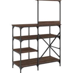 vidaXL Bakkersrek 90x40x132 cm bewerkt hout en metaal bruin eikenkleur
