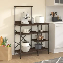 vidaXL Bakkersrek 90x40x132 cm bewerkt hout en metaal bruin eikenkleur