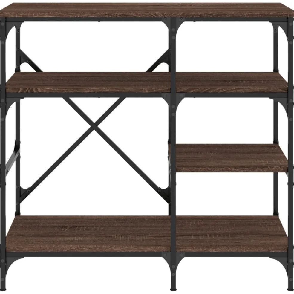 vidaXL Bakkersrek 90x40x84 cm bewerkt hout en metaal bruin eikenkleur