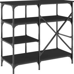 vidaXL Bakkersrek 90x40x84 cm bewerkt hout en metaal zwart