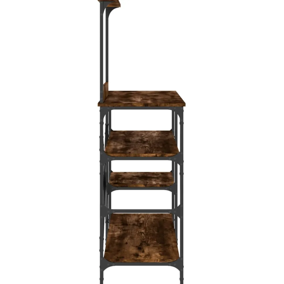 vidaXL Bakkersrek 90x40x132 cm bewerkt hout en metaal gerookt eiken