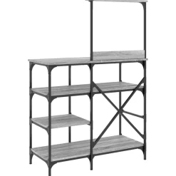 vidaXL Bakkersrek 90x40x132 cm bewerkt hout en metaal grijs sonoma