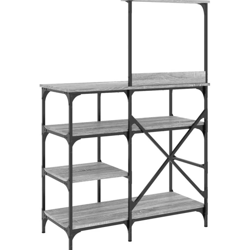 vidaXL Bakkersrek 90x40x132 cm bewerkt hout en metaal grijs sonoma