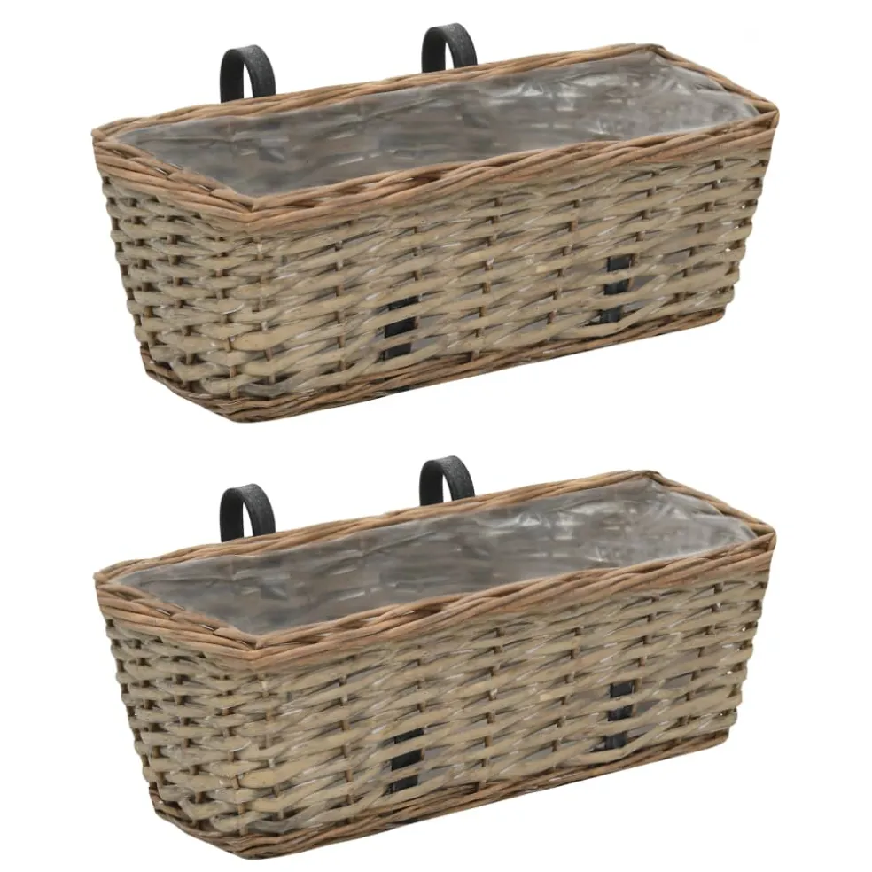 vidaXL Balkonbakken 2 st 40 cm wicker met PE-voering