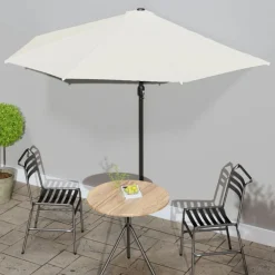 vidaXL Balkonparasol half met aluminium paal 300x155 cm zandkleurig