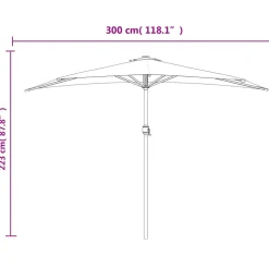 vidaXL Balkonparasol half met aluminium paal 300x155 cm zandkleurig