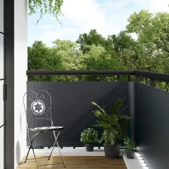 vidaXL Balkon Scherm Donkergrijs 300 x 80 cm poly rattan