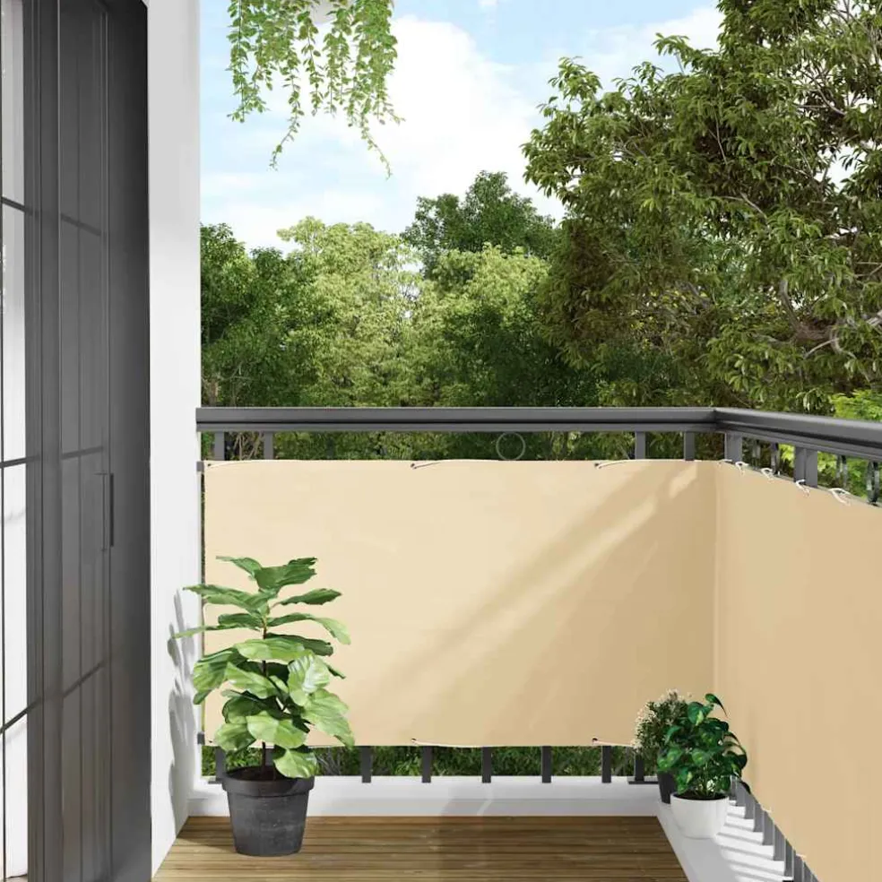 vidaXL Balkonscherm 600x90 cm PVC crèmekleurig