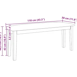 vidaXL Bank 110 cm massief hout rubber